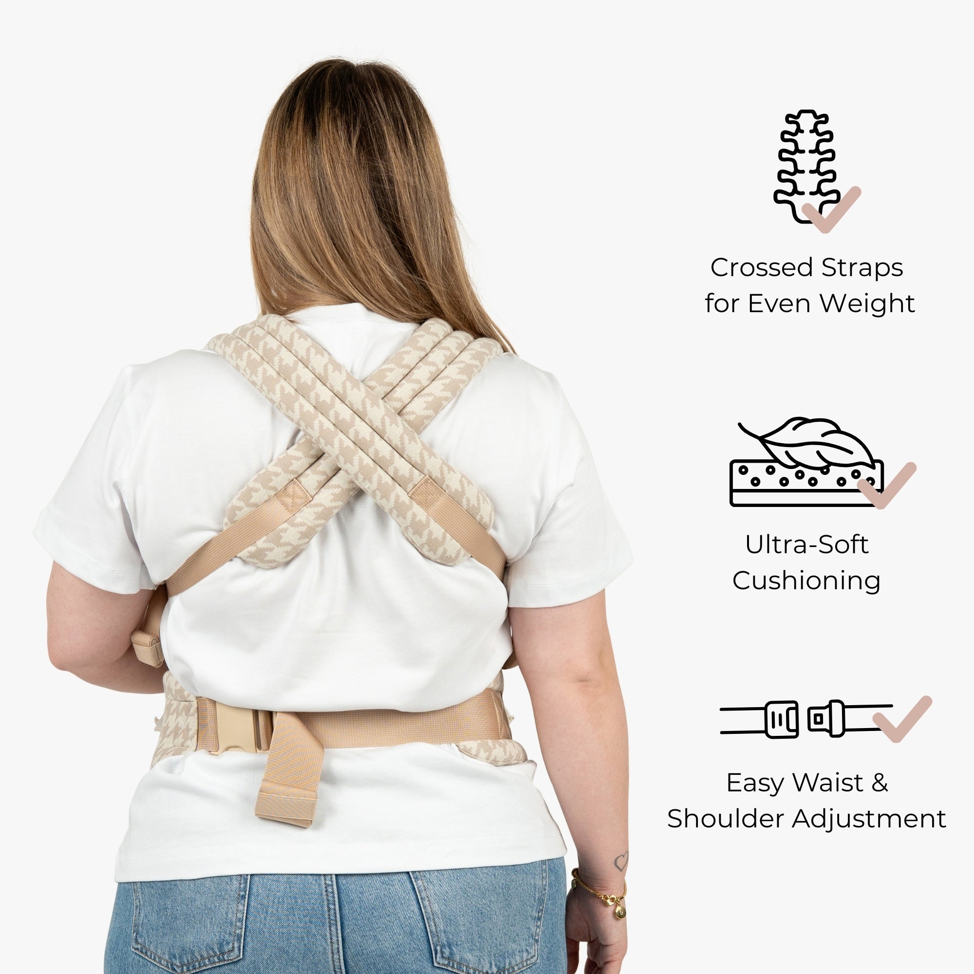 The Bonding Carrier - Beige Houndstooth - Baby Bondé