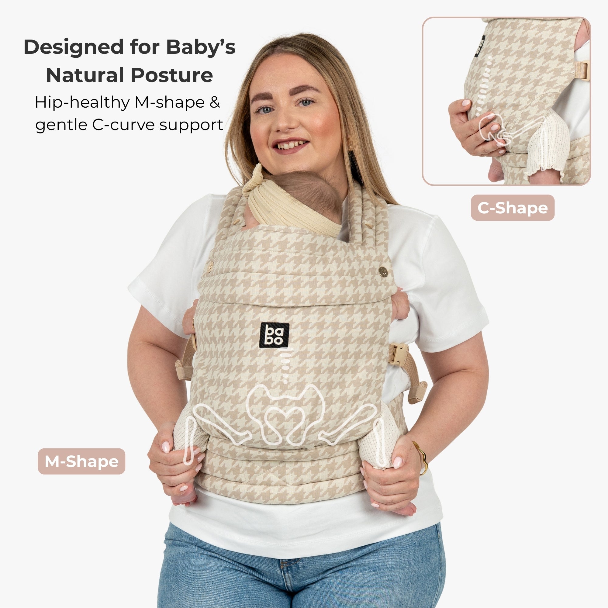 The Bonding Carrier - Beige Houndstooth - Baby Bondé