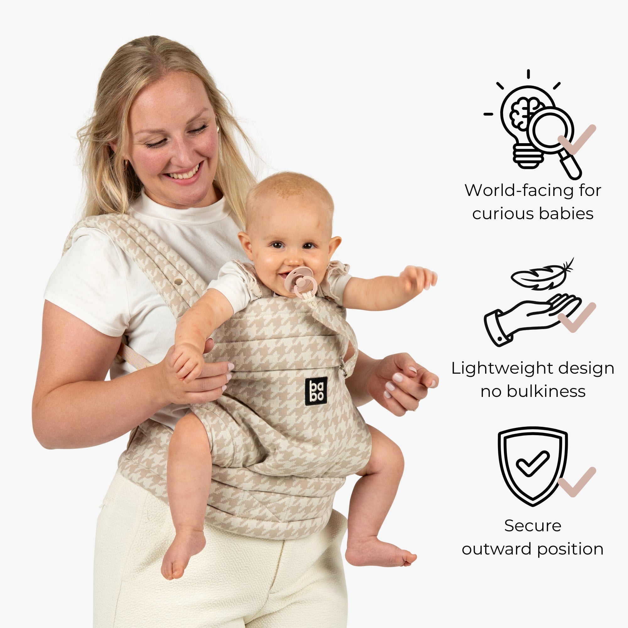 The Bonding Carrier - Beige Houndstooth - Baby Bondé