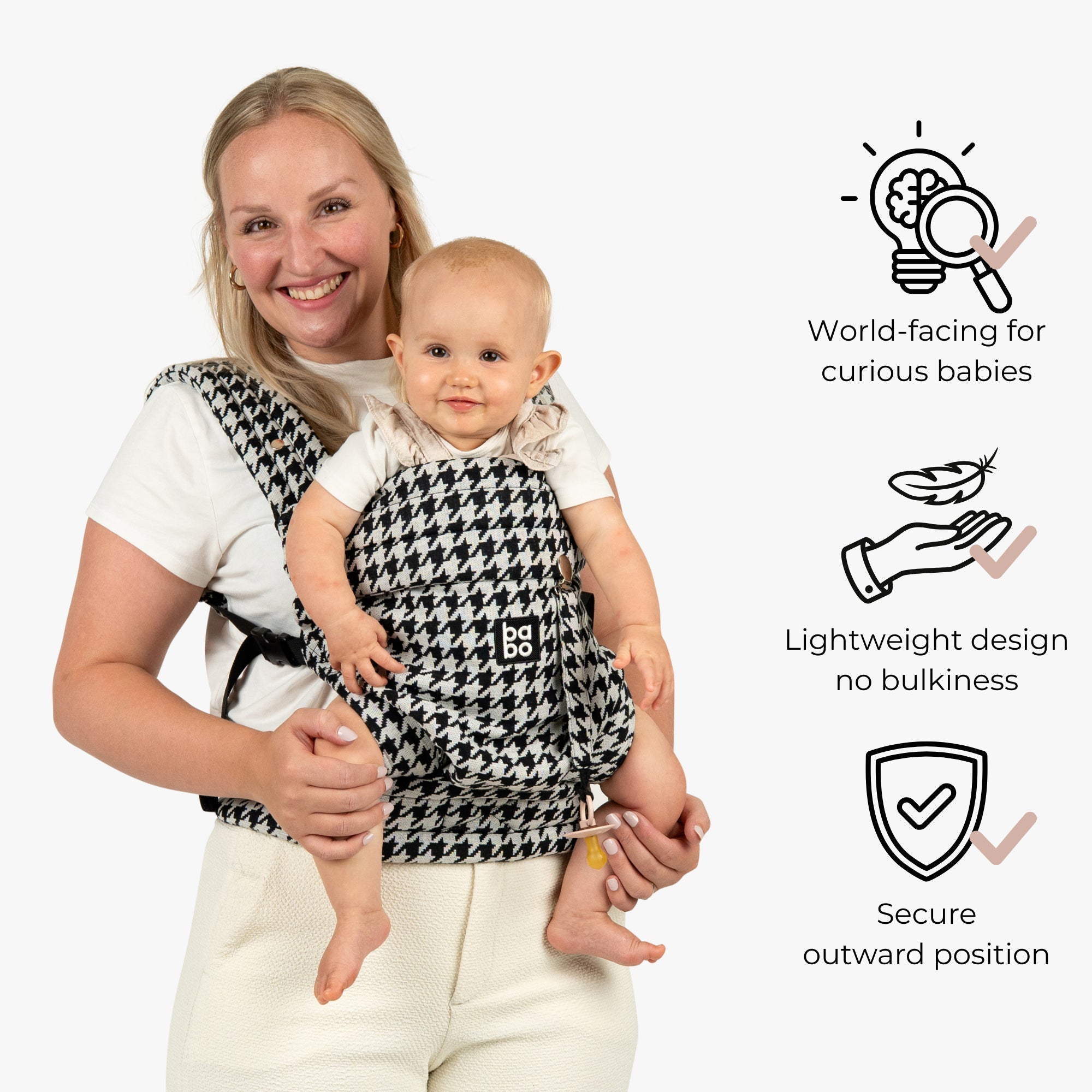 The Bonding Carrier - Black Houndstooth - Baby Bondé