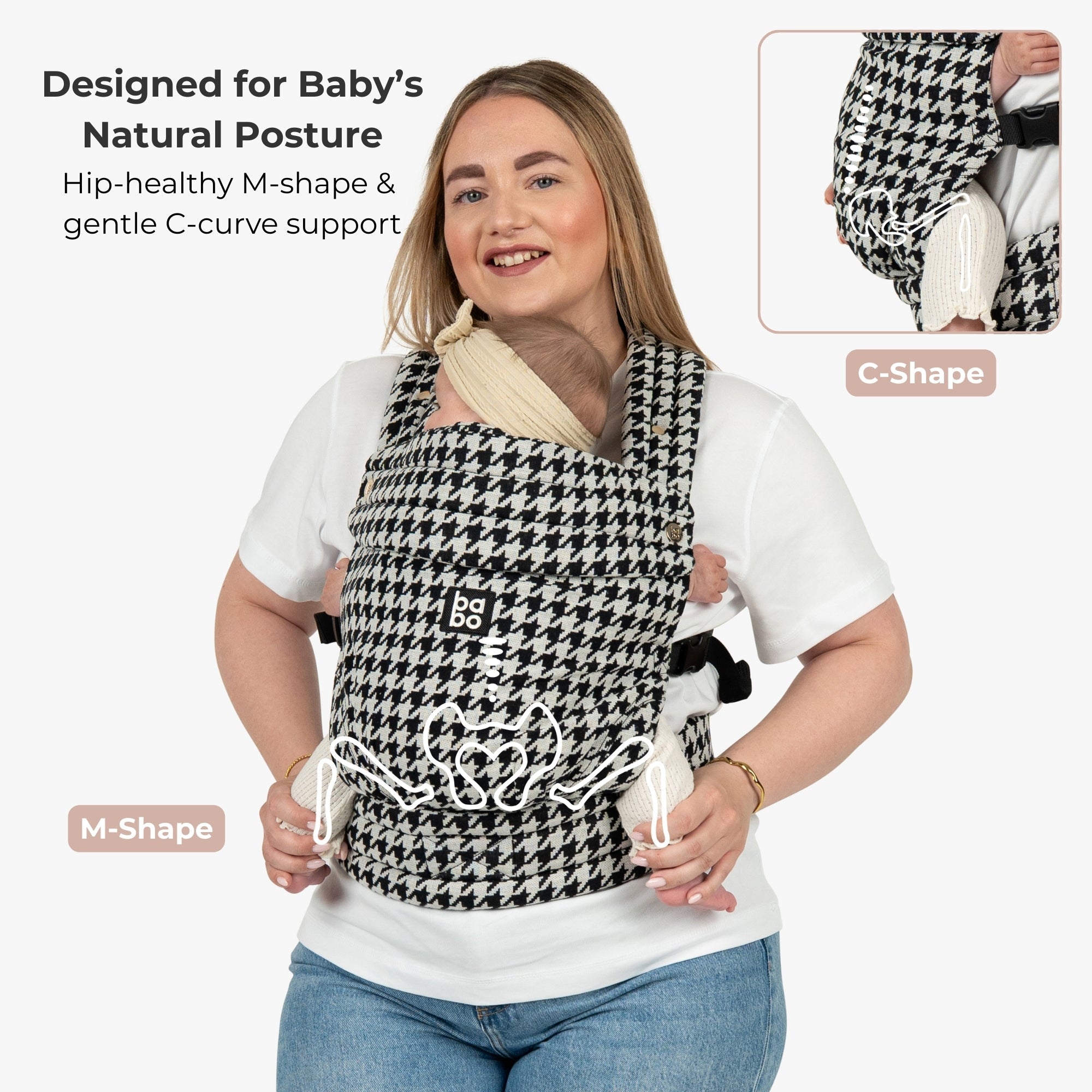 The Bonding Carrier - Black Houndstooth - Baby Bondé