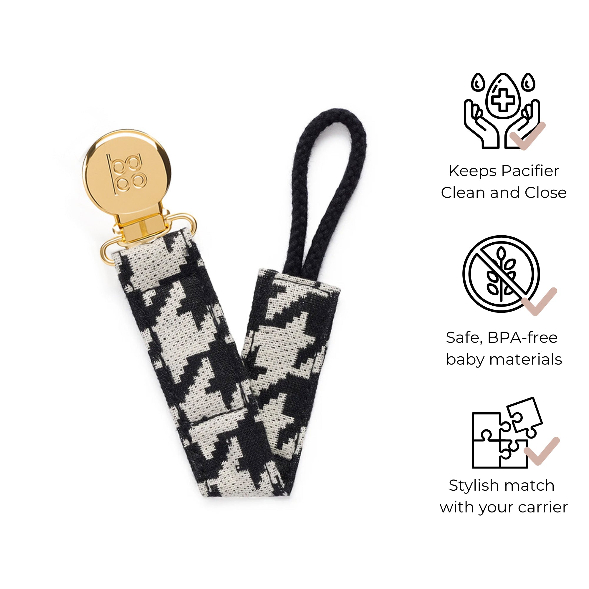 The Bonding Carrier - Black Houndstooth - Baby Bondé
