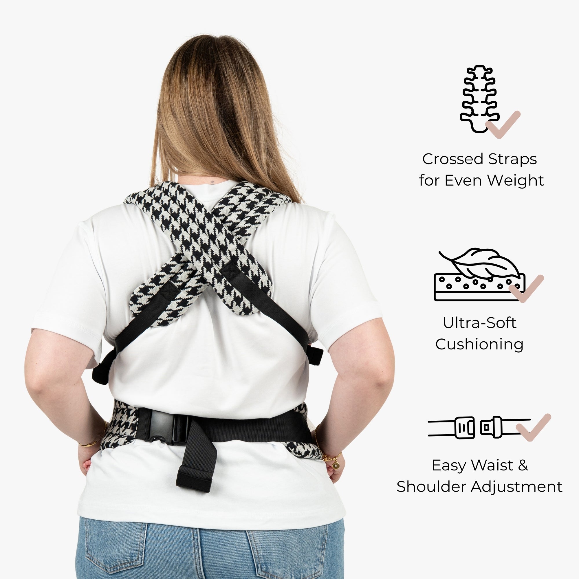 The Bonding Carrier - Black Houndstooth - Baby Bondé