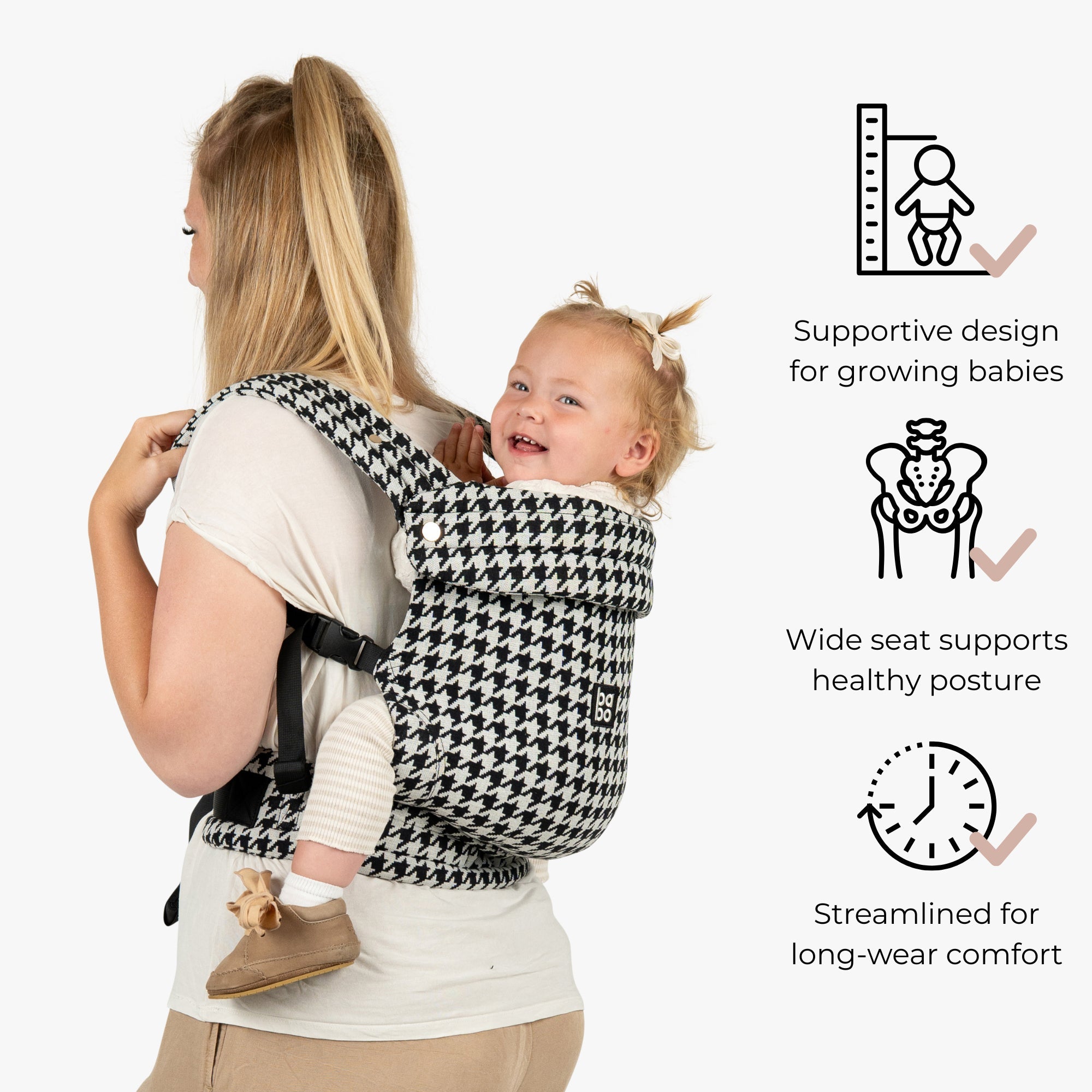 The Bonding Carrier - Black Houndstooth - Baby Bondé