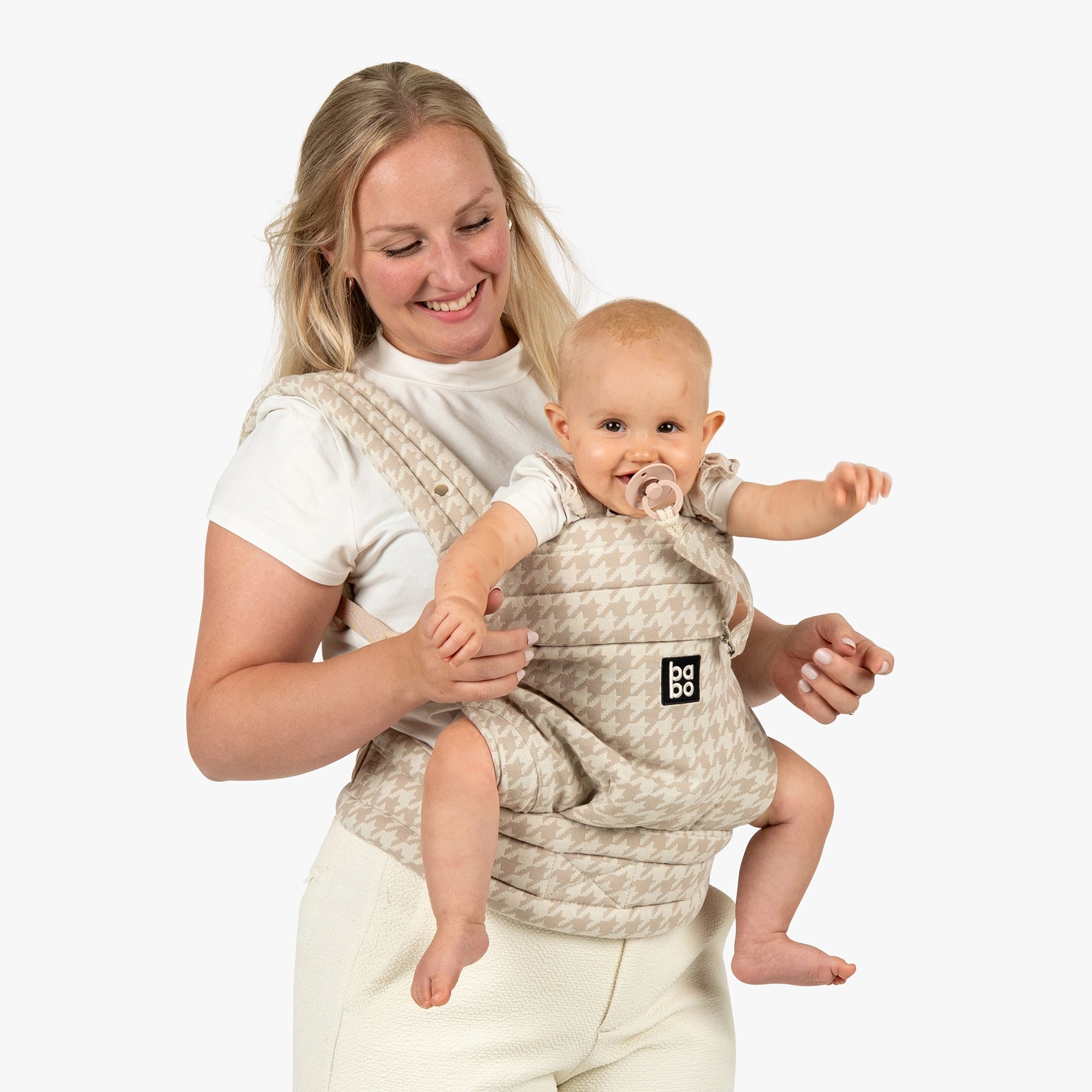 The Bonding Carrier - Beige Houndstooth - Baby Bondé