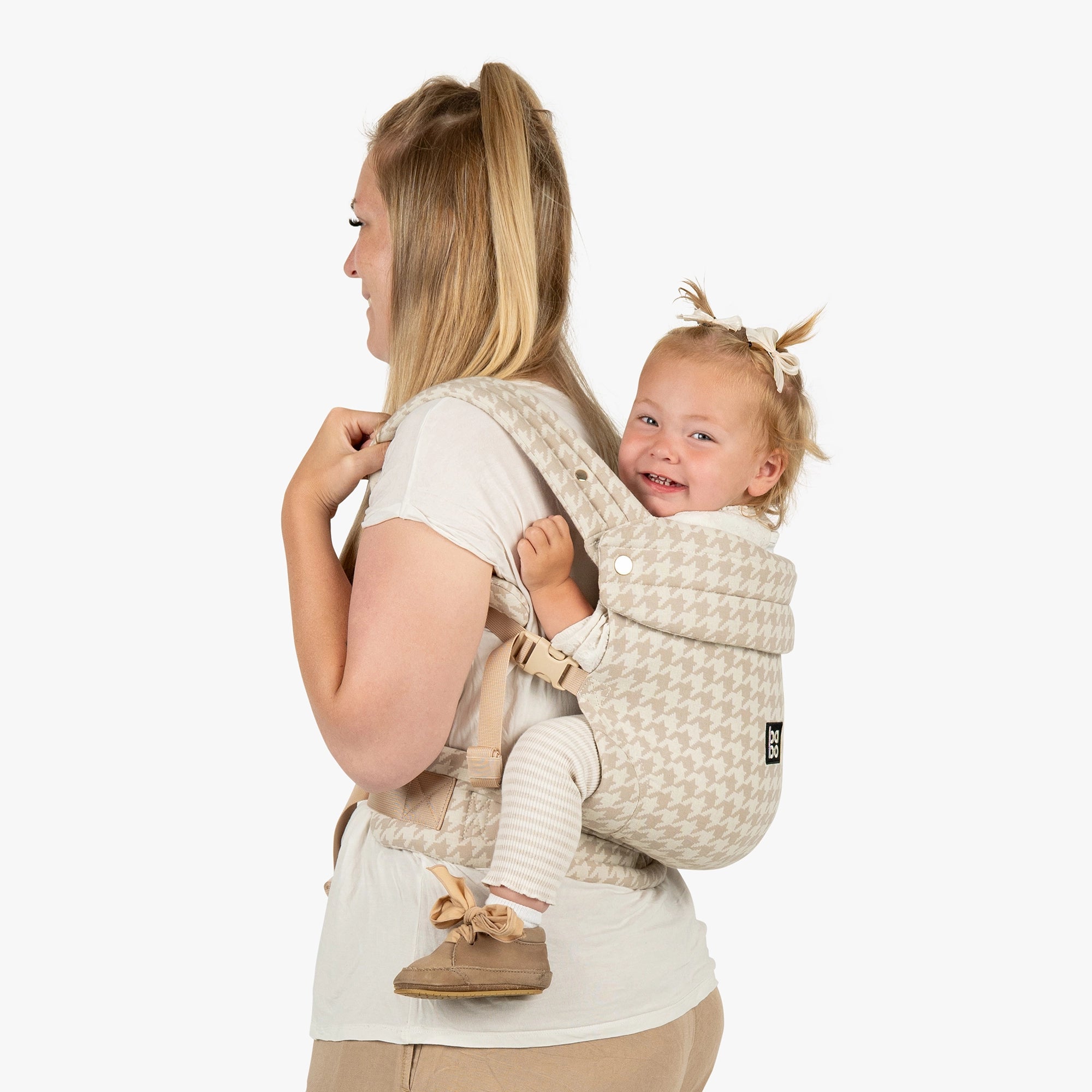 The Bonding Carrier - Beige Houndstooth - Baby Bondé