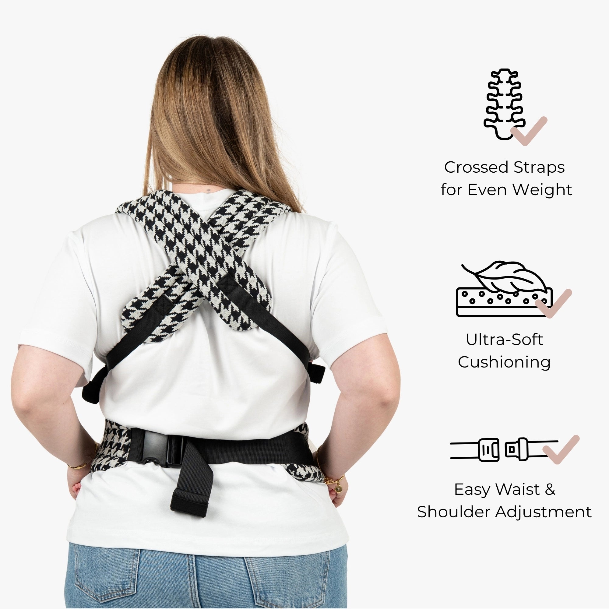 The Bonding Carrier - Black Houndstooth - Baby Bondé