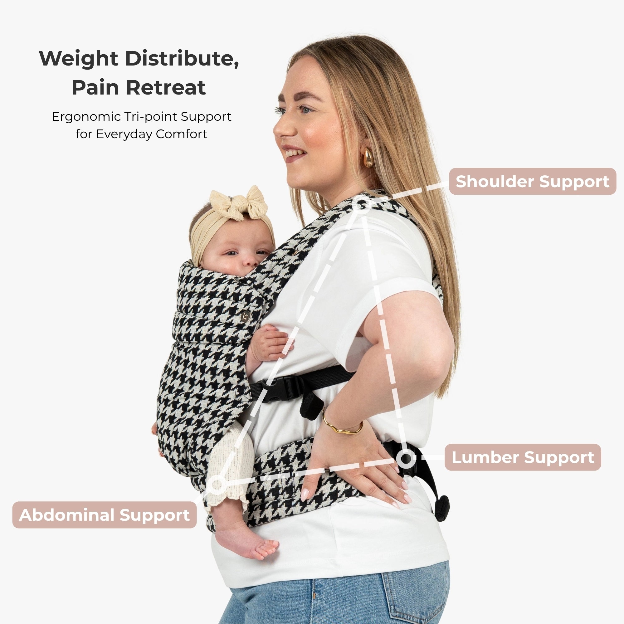 The Bonding Carrier - Black Houndstooth - Baby Bondé