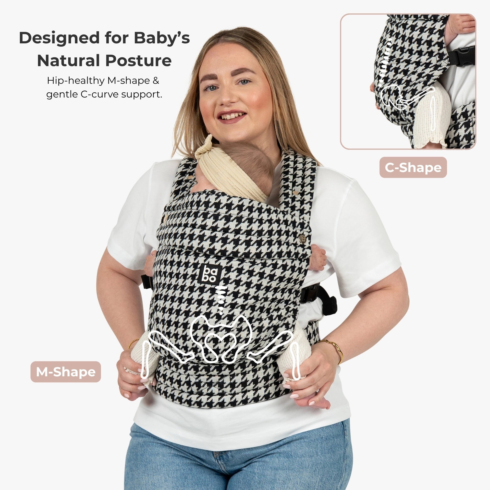 The Bonding Carrier - Black Houndstooth - Baby Bondé